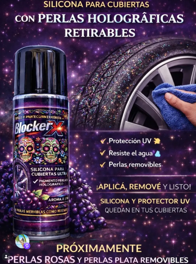 Blocker X silicona para cubiertas con perlas holográficas retirables